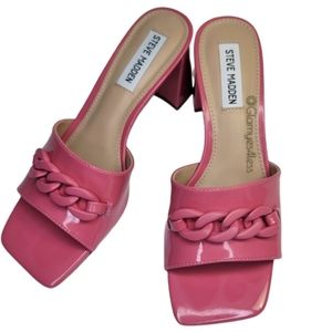 Steve Madden Women's Rego Patent Pink Heeled Sandals Size 7
